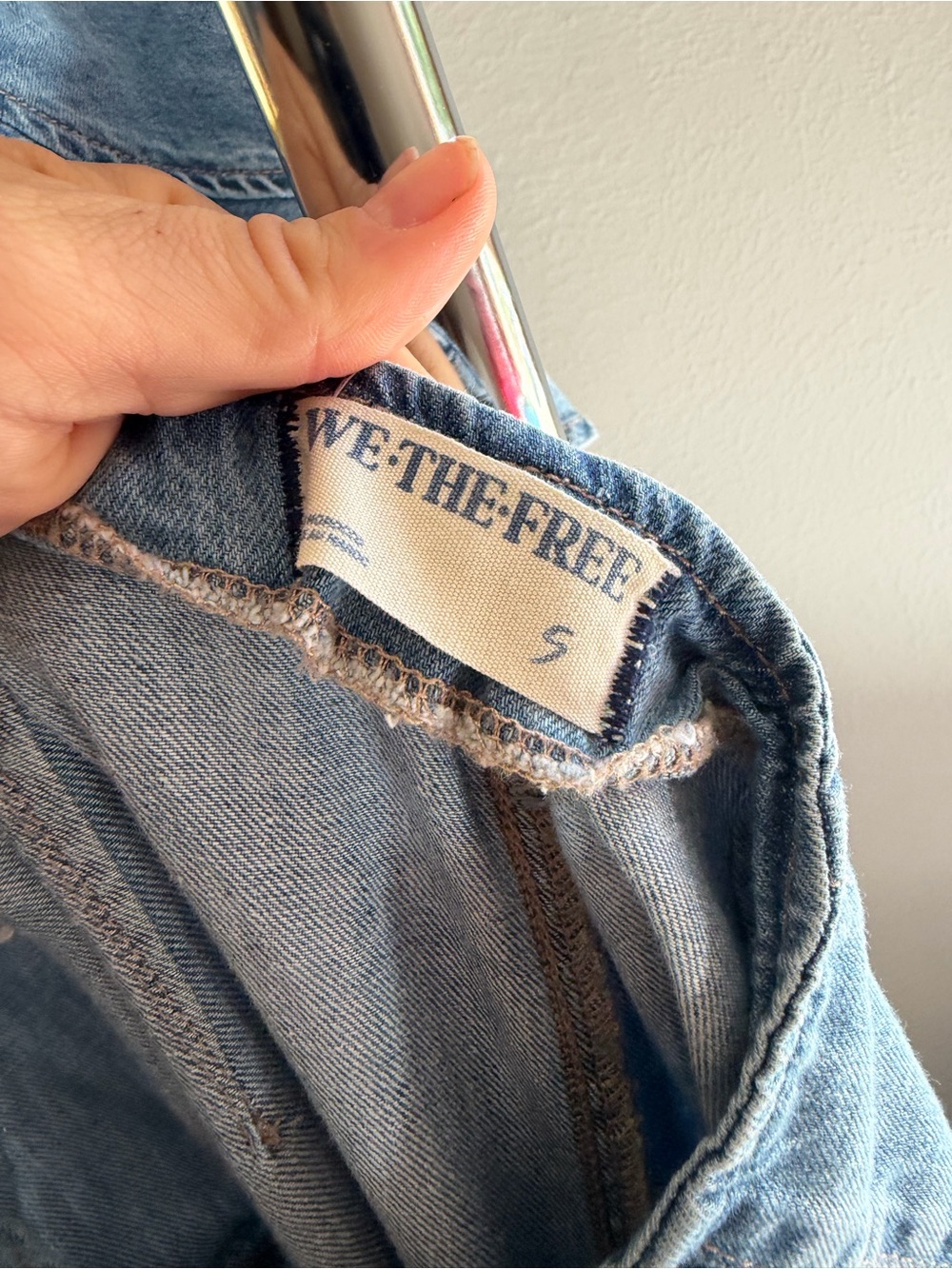 We The Free Light Blue Denim Ruffle-Back Tie Jumpsuit - Picture 6 of 6